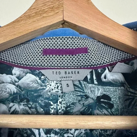 Ted Baker London Men's Slim Fit Polo Shirt Modern Blue Size 5 Large - Picture 2 of 4